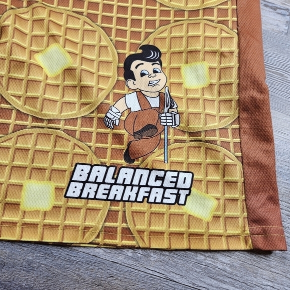 Mad LAX LaCrosse shorts Medium Balanced Breakfast Waffles print - Picture 2 of 5